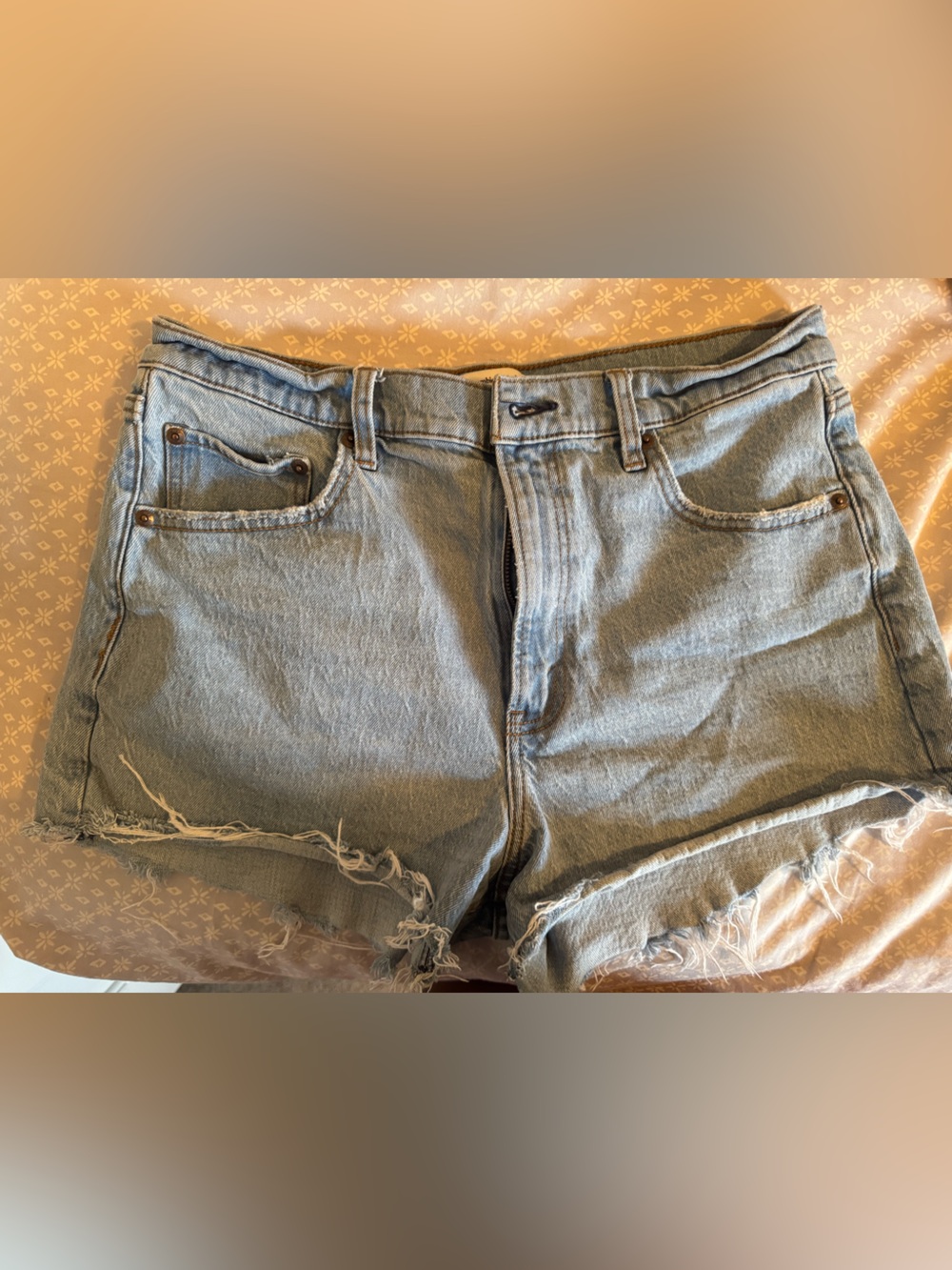 Abercrombie & Fitch Light Blue High-Rise Denim Mom Shorts